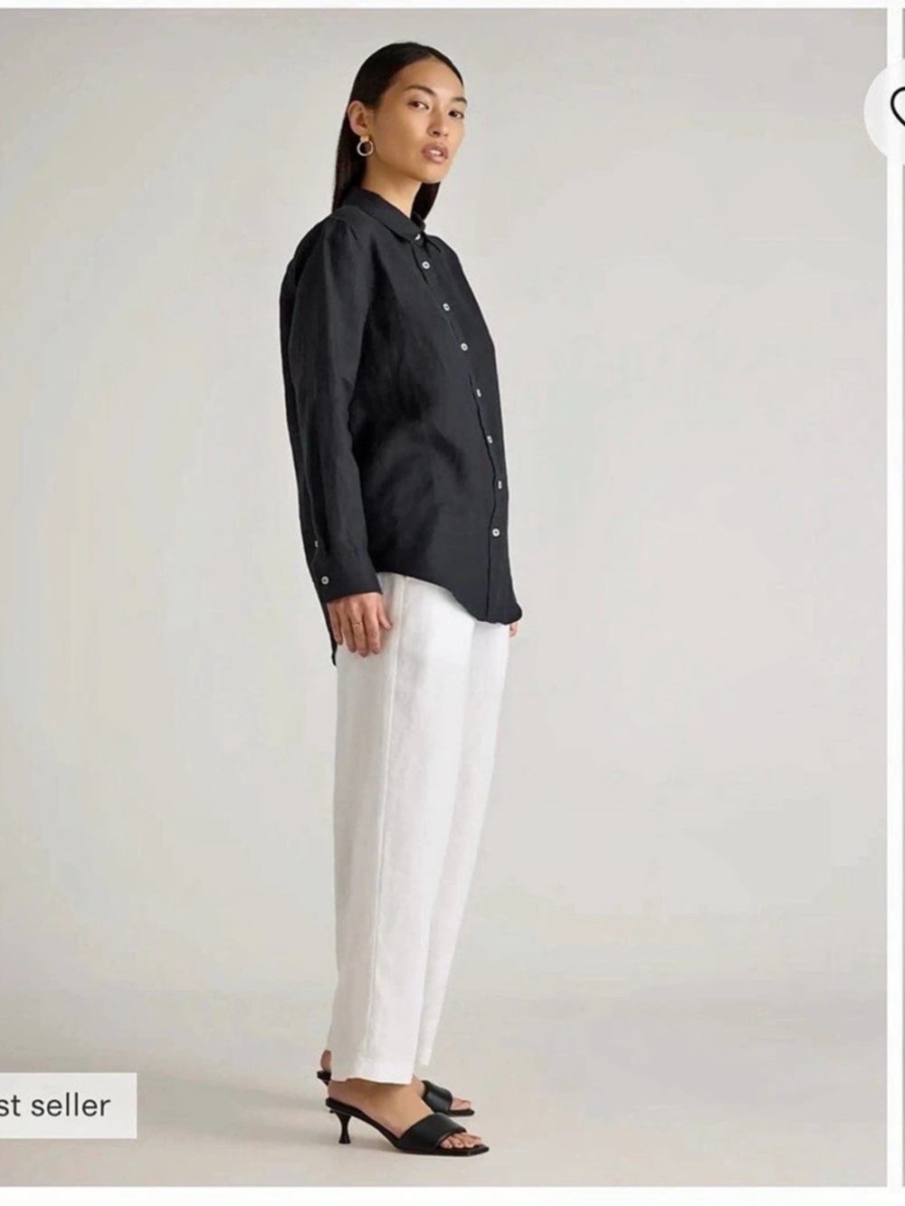 Quince 100% European Linen Long Sleeve Shirt Black 2X